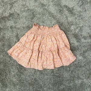Pink Floral Pleated Skirt